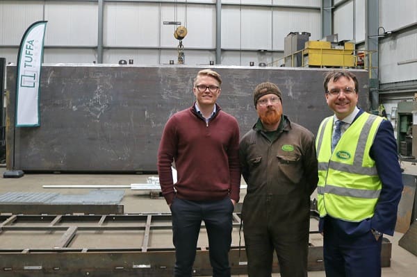 Andrew Griffiths visits Tuffa Tanks 2nd March 2018 (with General Manager James Shenton and Steel Shop Supervisor Martin Maras)